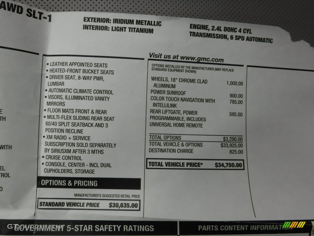 2013 GMC Terrain SLT AWD Window Sticker Photo #110717758
