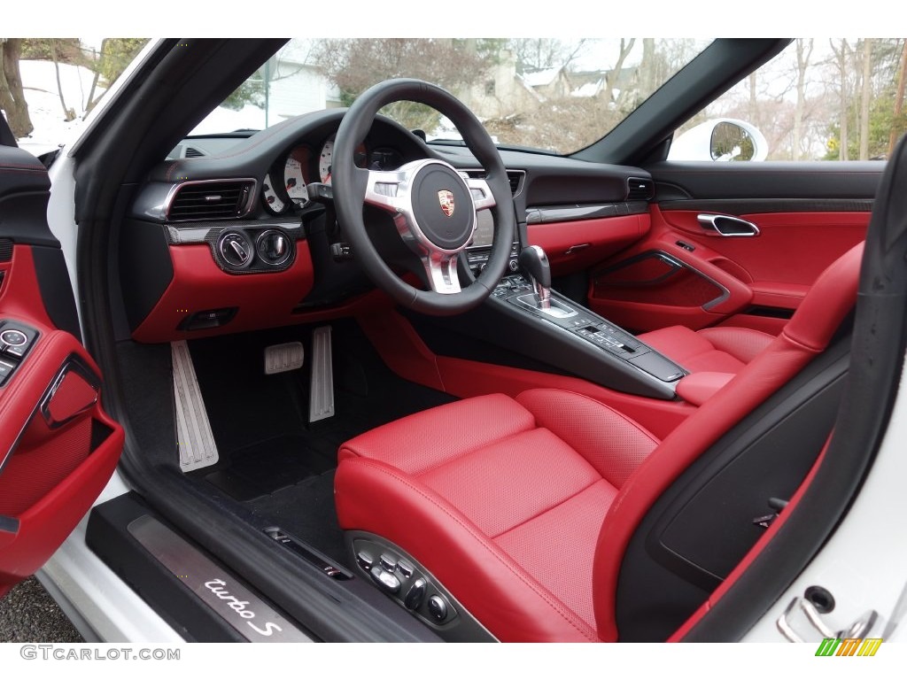 Black/Carrera Red Natural Leather Interior 2014 Porsche 911 Turbo S Cabriolet Photo #110721673