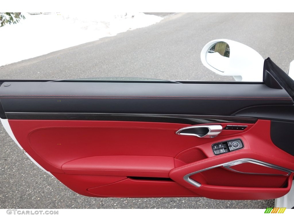 2014 Porsche 911 Turbo S Cabriolet Black/Carrera Red Natural Leather Door Panel Photo #110721688