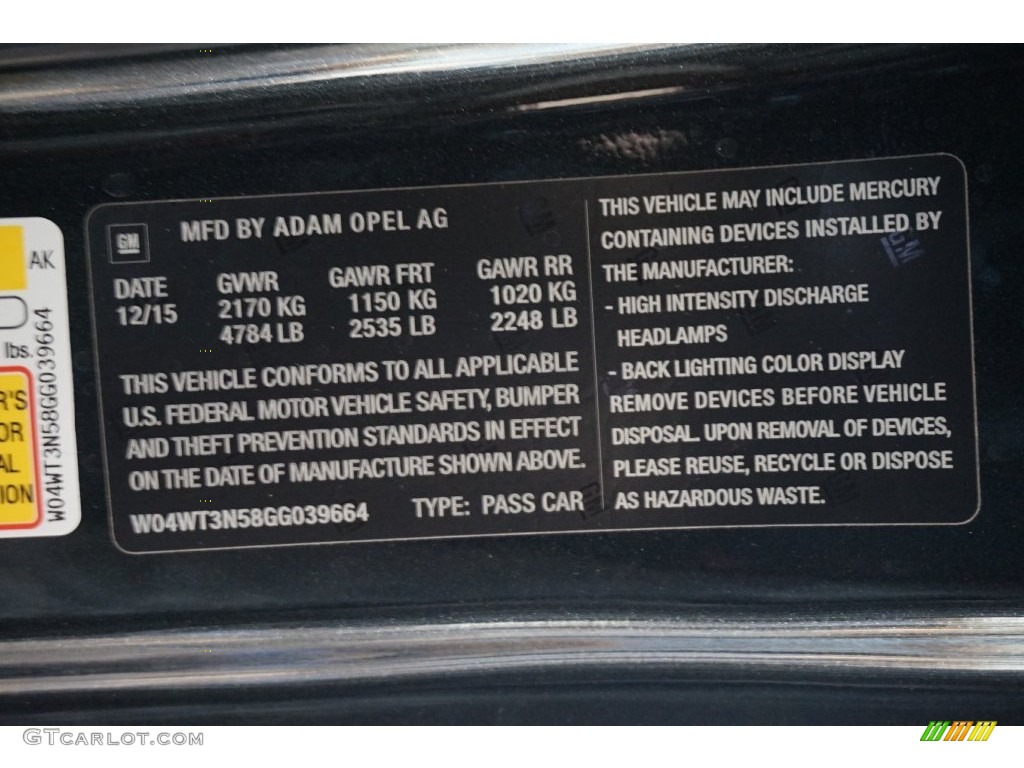 2016 Buick Cascada Premium Convertible Info Tag Photo #110726632