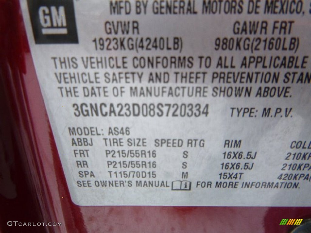 2008 HHR LT - Cardinal Red Metallic / Cashmere Beige photo #18