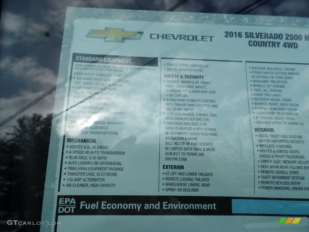 2016 Chevrolet Silverado 2500HD High Country Crew Cab 4x4 Window Sticker Photo #110732057