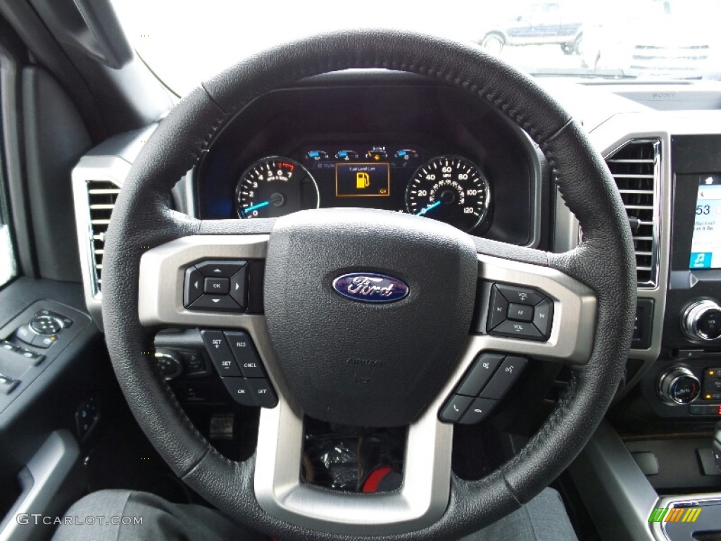 2016 Ford F150 Platinum SuperCrew 4x4 Platinum Black Steering Wheel Photo #110754088