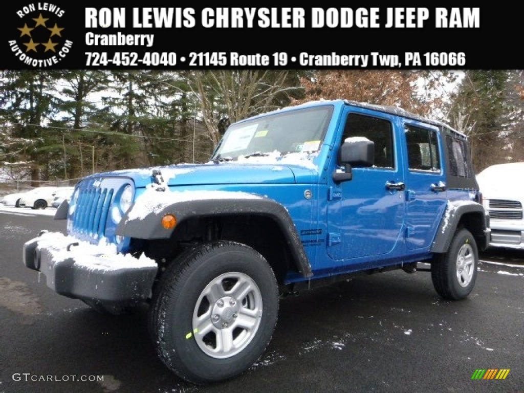 2016 Wrangler Unlimited Sport 4x4 - Hydro Blue Pearl / Black photo #1