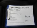 2016 BMW 6 Series 640i xDrive Gran Coupe Window Sticker