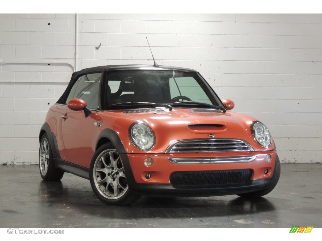 2005 Cooper S Convertible - Hot Orange Metallic / Space Grey/Panther Black photo #2