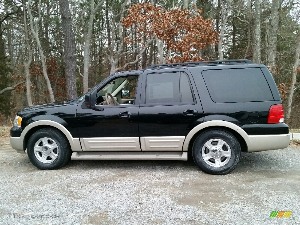 2005 Expedition Eddie Bauer 4x4 - Black Clearcoat / Medium Parchment photo #5