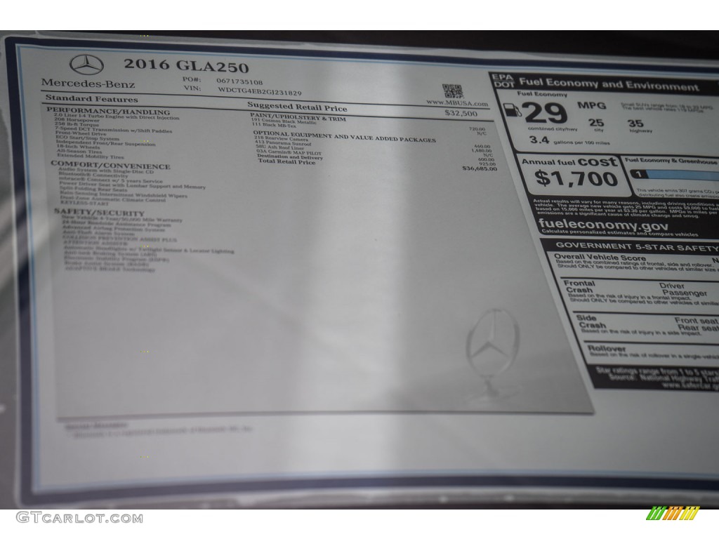 2016 GLA 250 - Cosmos Black Metallic / Black photo #11