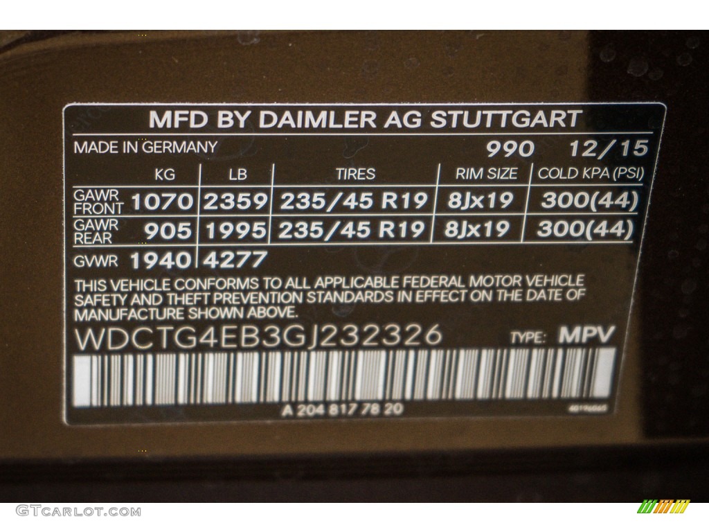 2016 GLA Color Code 990 for Cocoa Brown Metallic Photo #110794244
