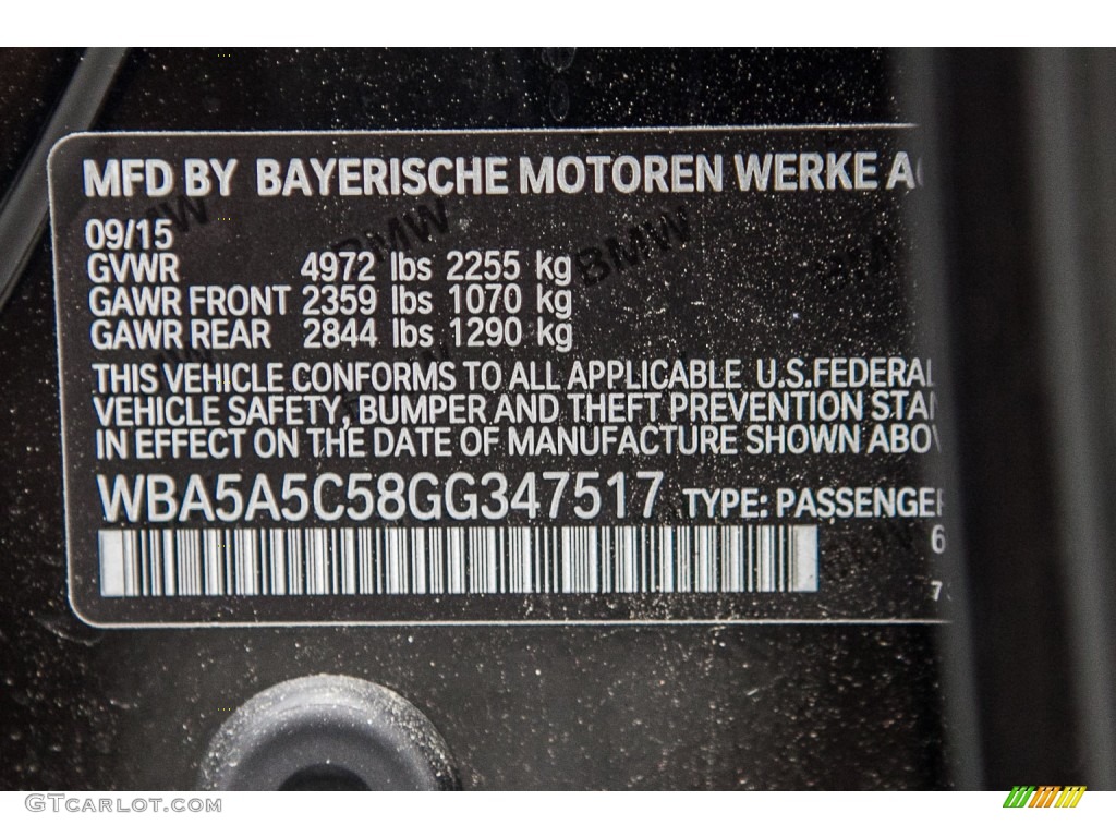 2016 5 Series 528i Sedan - Jet Black / Black photo #7