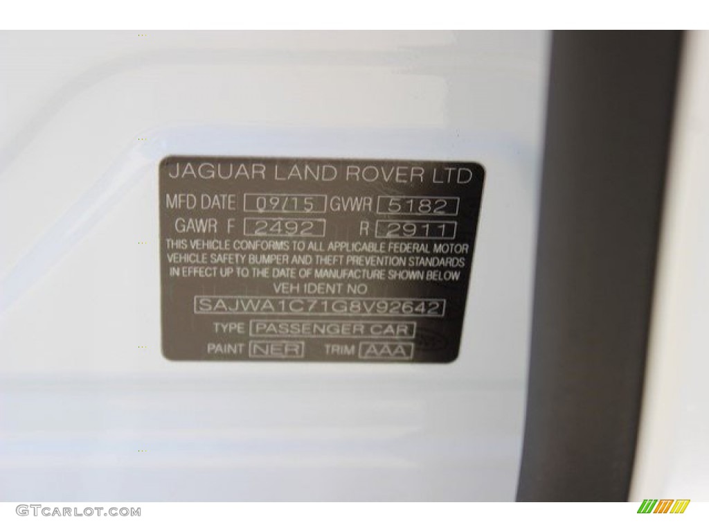 2016 XJ Color Code NER for Polaris White Photo #110799829