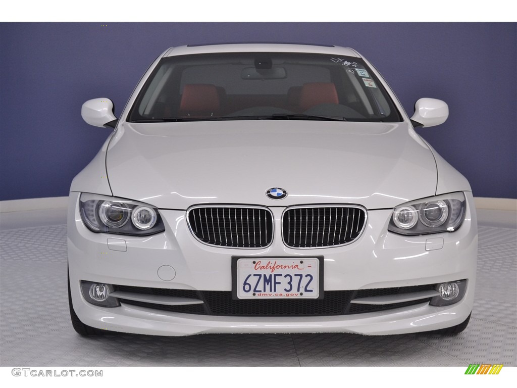 2013 3 Series 328i Coupe - Mineral White Metallic / Coral Red/Black photo #2