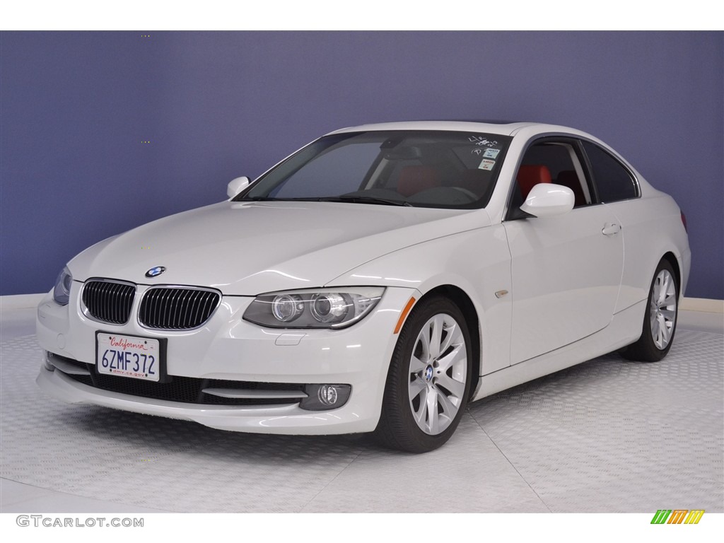 2013 3 Series 328i Coupe - Mineral White Metallic / Coral Red/Black photo #3