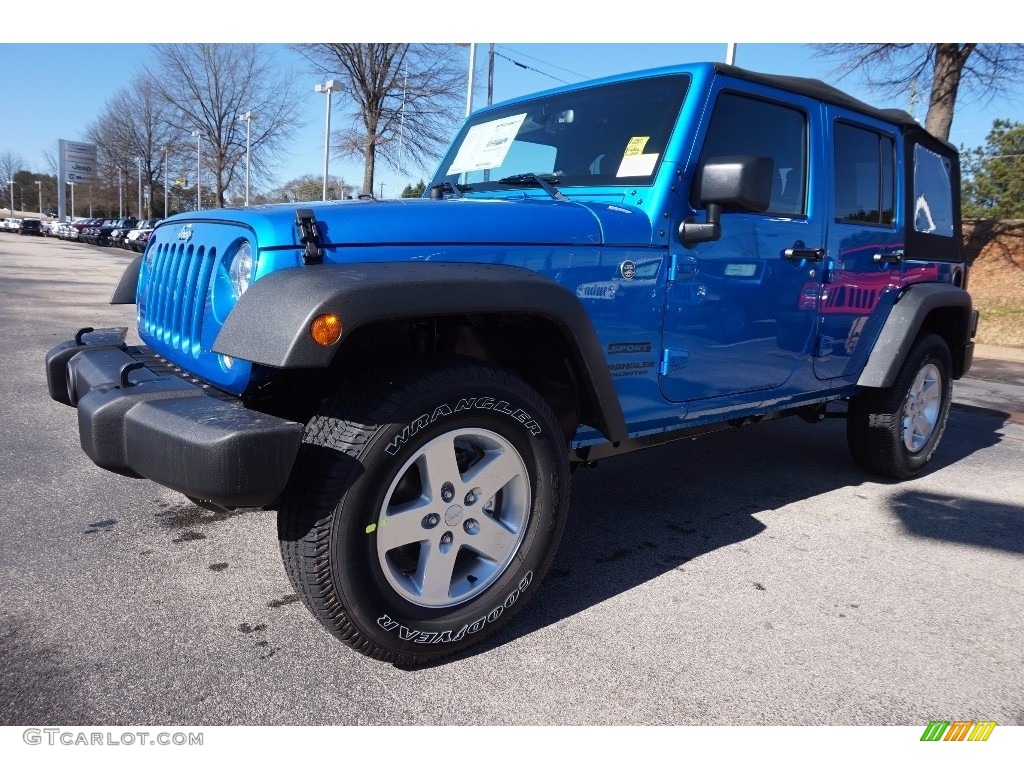 2016 Wrangler Unlimited Sport 4x4 - Hydro Blue Pearl / Black photo #1