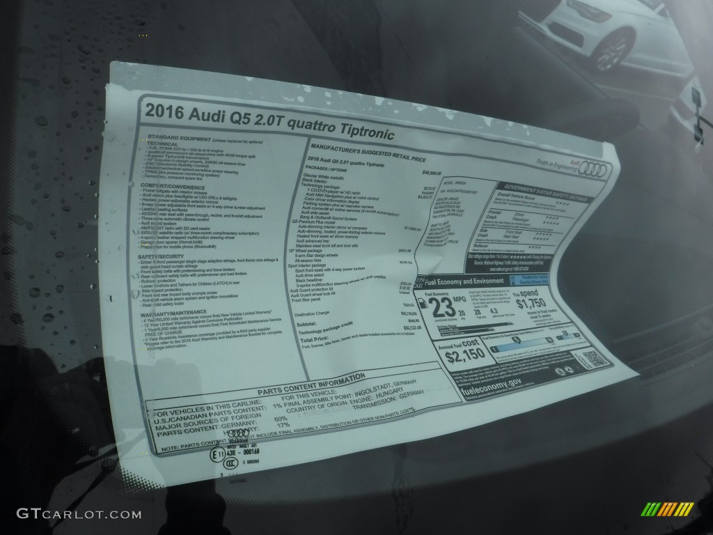 2016 Q5 2.0 TFSI Premium quattro - Glacier White Metallic / Black photo #10