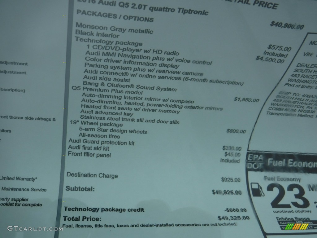 2016 Q5 2.0 TFSI Premium quattro - Monsoon Gray Metallic / Black photo #11