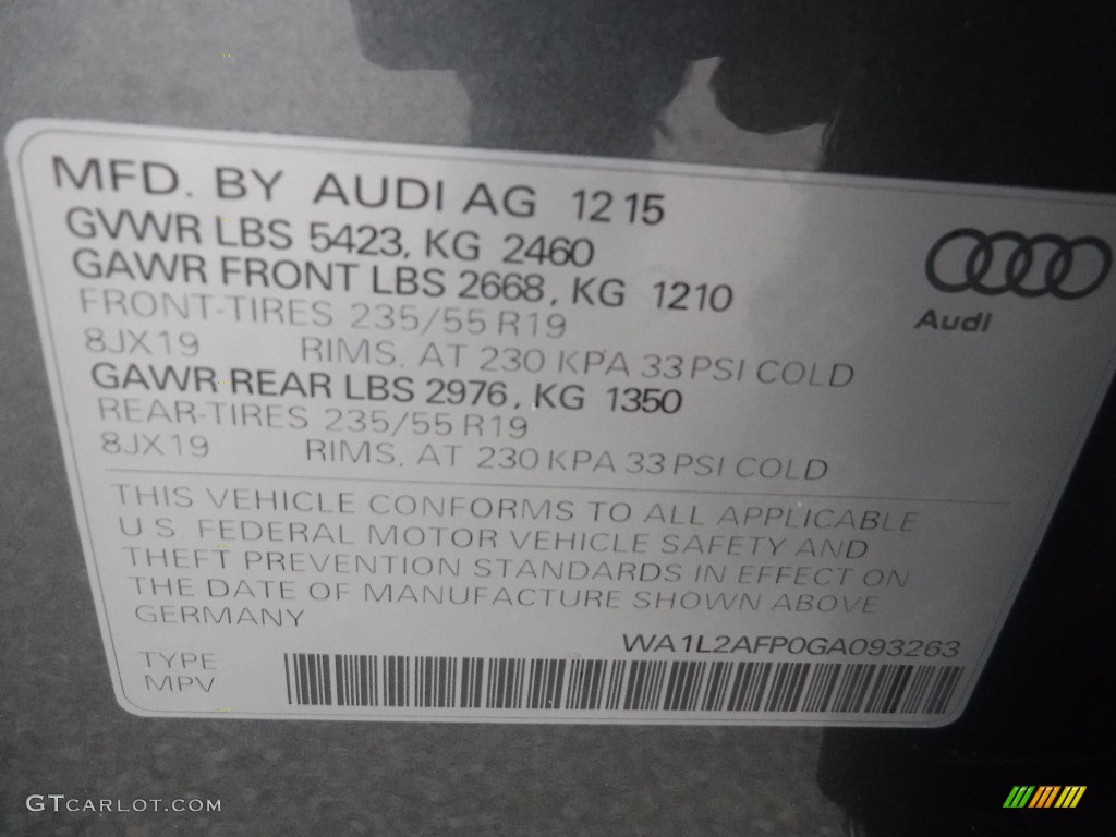 2016 Q5 2.0 TFSI Premium quattro - Monsoon Gray Metallic / Black photo #40
