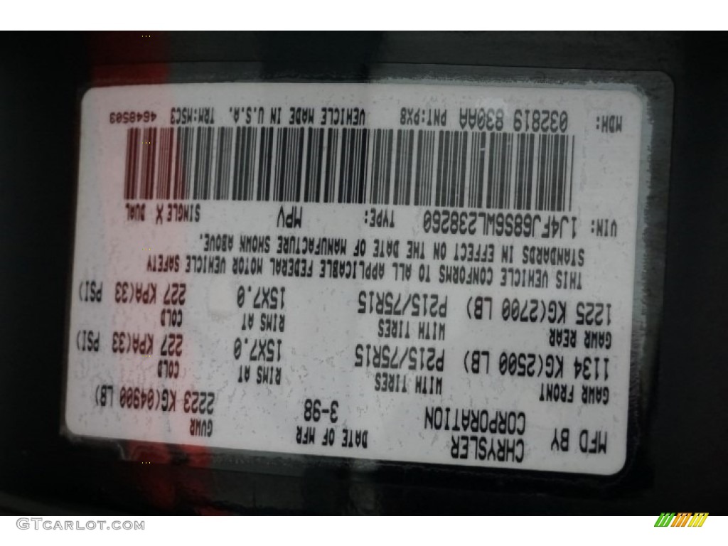 1998 Cherokee Sport 4x4 - Black / Mist Gray photo #13