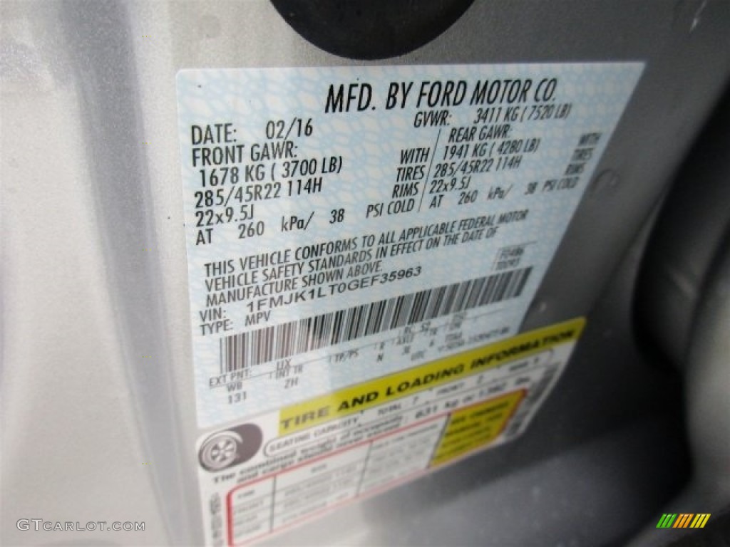 2016 Expedition Color Code UX for Ingot Silver Metallic Photo #110885035