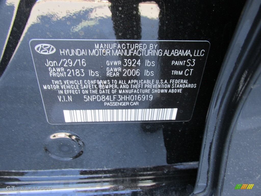 2017 Elantra SE - Black / Black photo #33