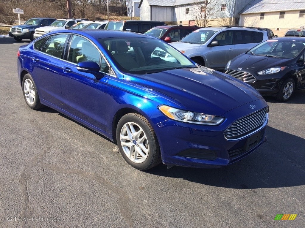 2013 Fusion SE 1.6 EcoBoost - Deep Impact Blue Metallic / Dune photo #1
