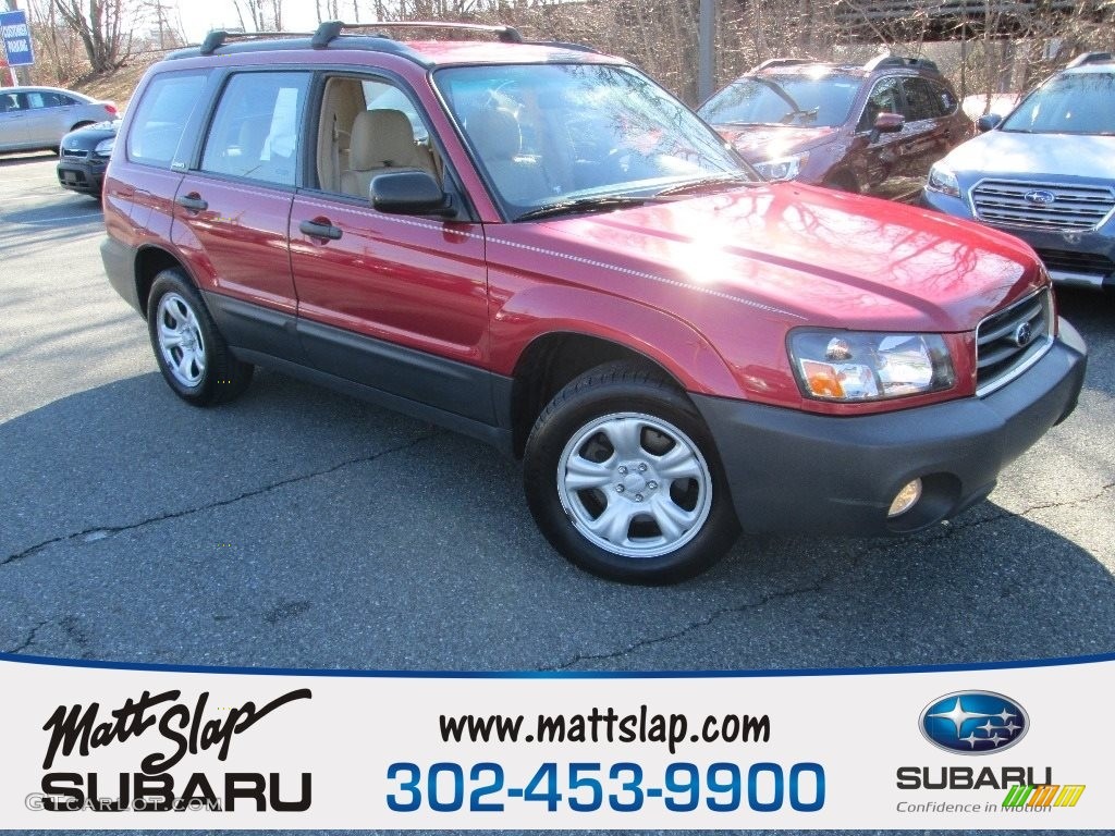 2003 Forester 2.5 X - Cayenne Red Pearl / Beige photo #1