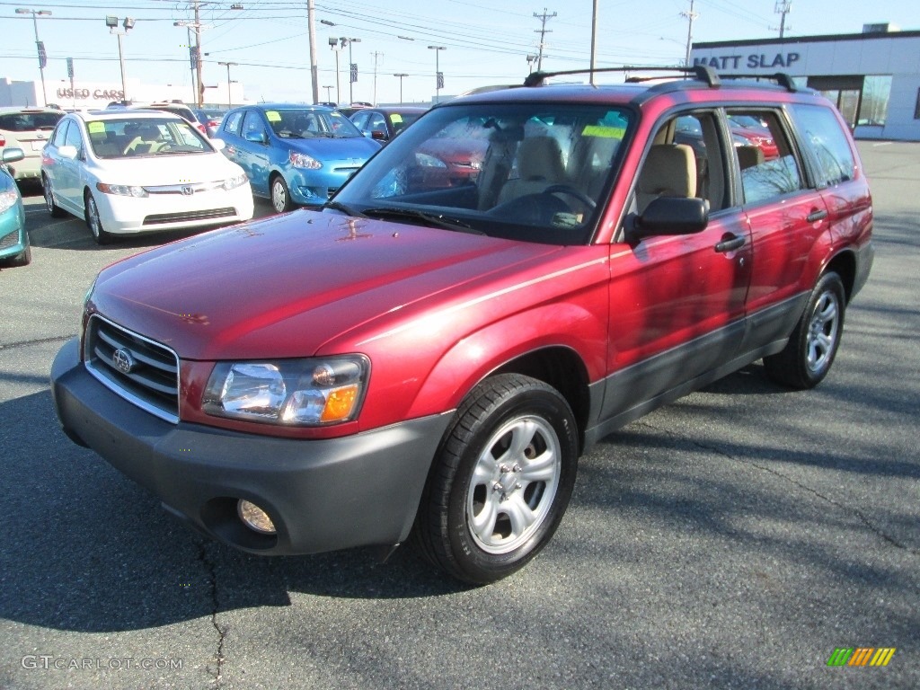 2003 Forester 2.5 X - Cayenne Red Pearl / Beige photo #2