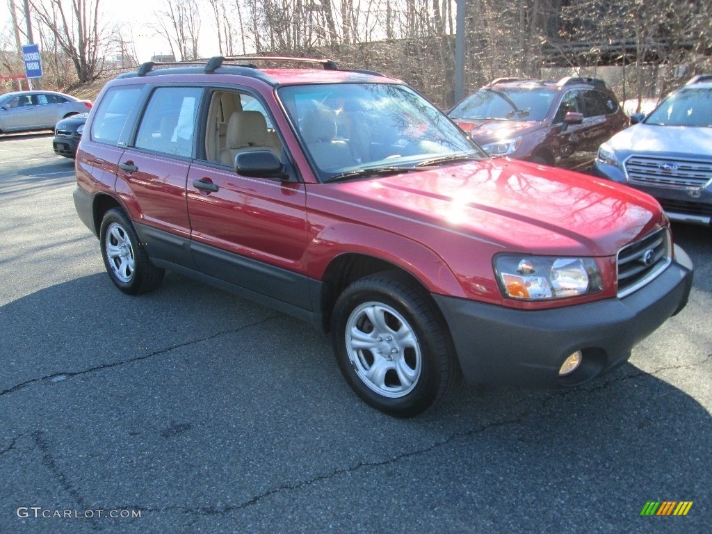 2003 Forester 2.5 X - Cayenne Red Pearl / Beige photo #4