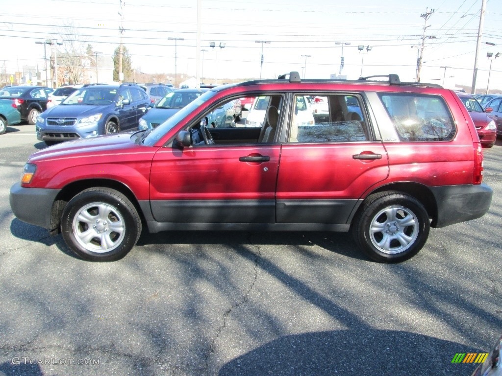 2003 Forester 2.5 X - Cayenne Red Pearl / Beige photo #9