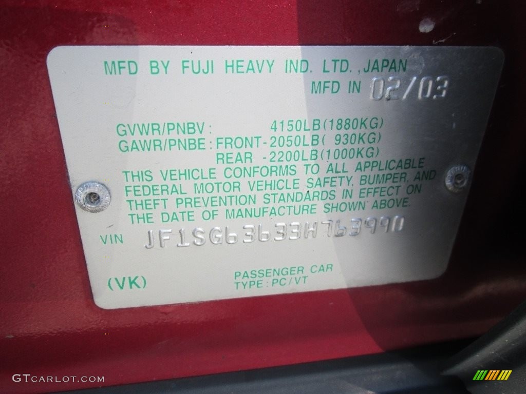2003 Forester 2.5 X - Cayenne Red Pearl / Beige photo #28