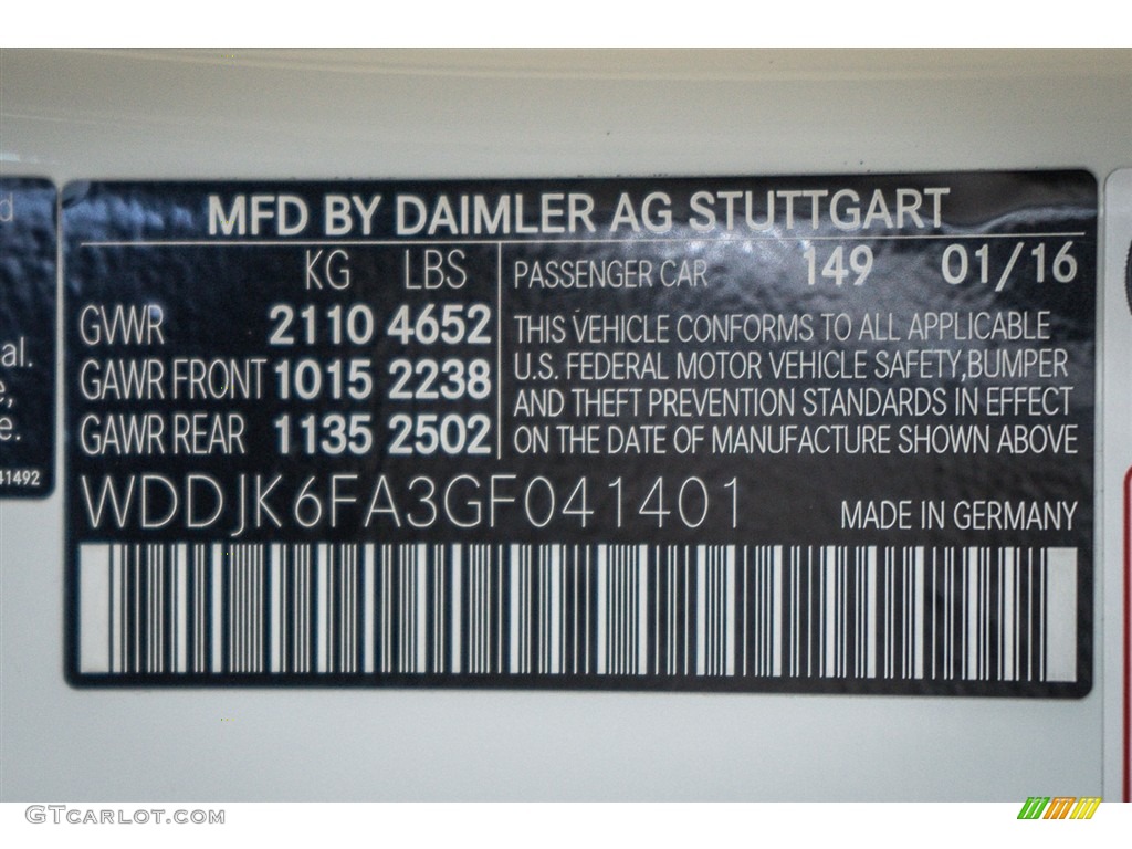 2016 SL Color Code 149 for Polar White Photo #110918751