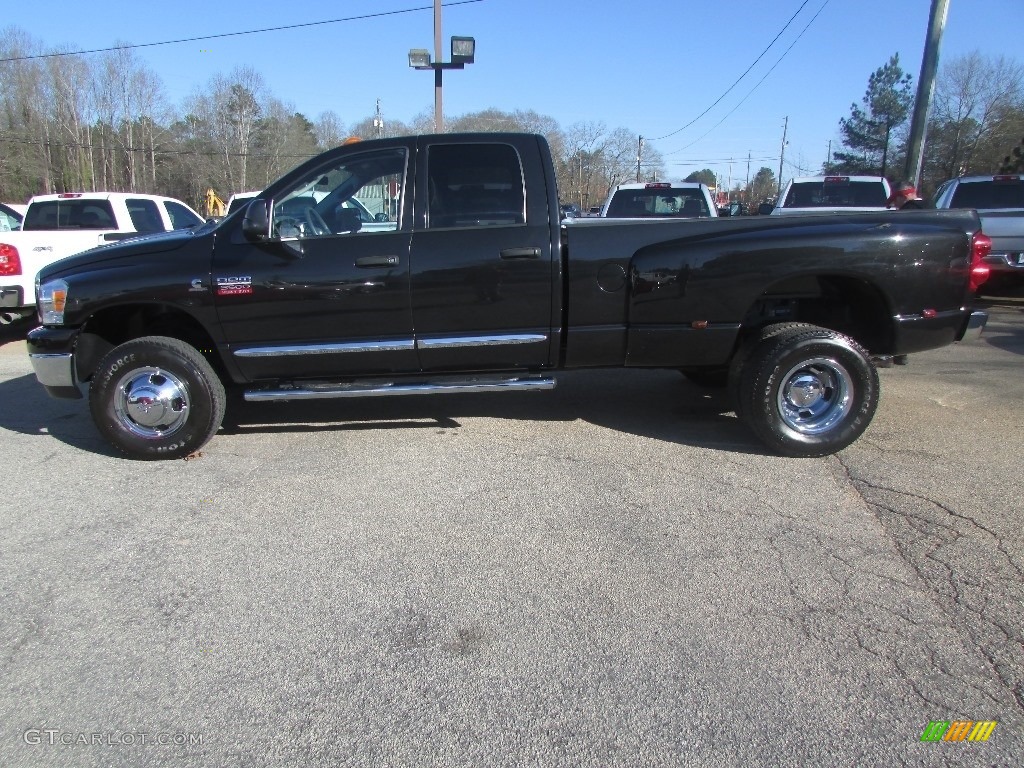 2008 Ram 3500 SLT Quad Cab 4x4 Dually - Brilliant Black Crystal Pearl / Medium Slate Gray photo #3