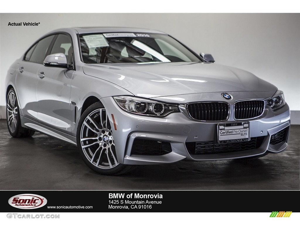 2015 4 Series 428i Gran Coupe - Glacier Silver Metallic / Coral Red/Black Highlight photo #1