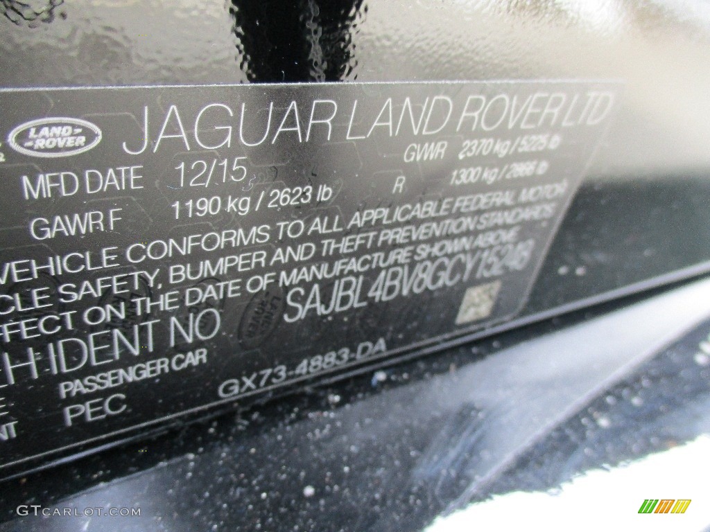2016 Jaguar XF 35t AWD Color Code Photos