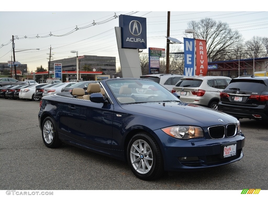 2010 1 Series 128i Convertible - Montego Blue Metallic / Beige Boston Leather photo #2