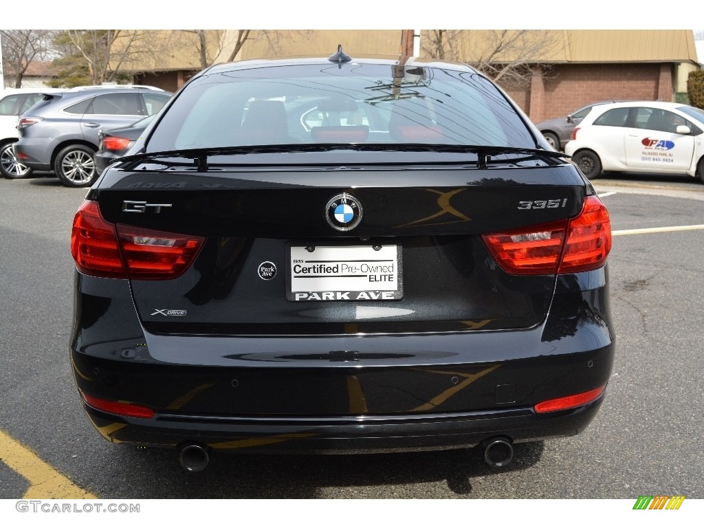 2015 3 Series 335i xDrive Gran Turismo - Jet Black / Coral Red/Black photo #4