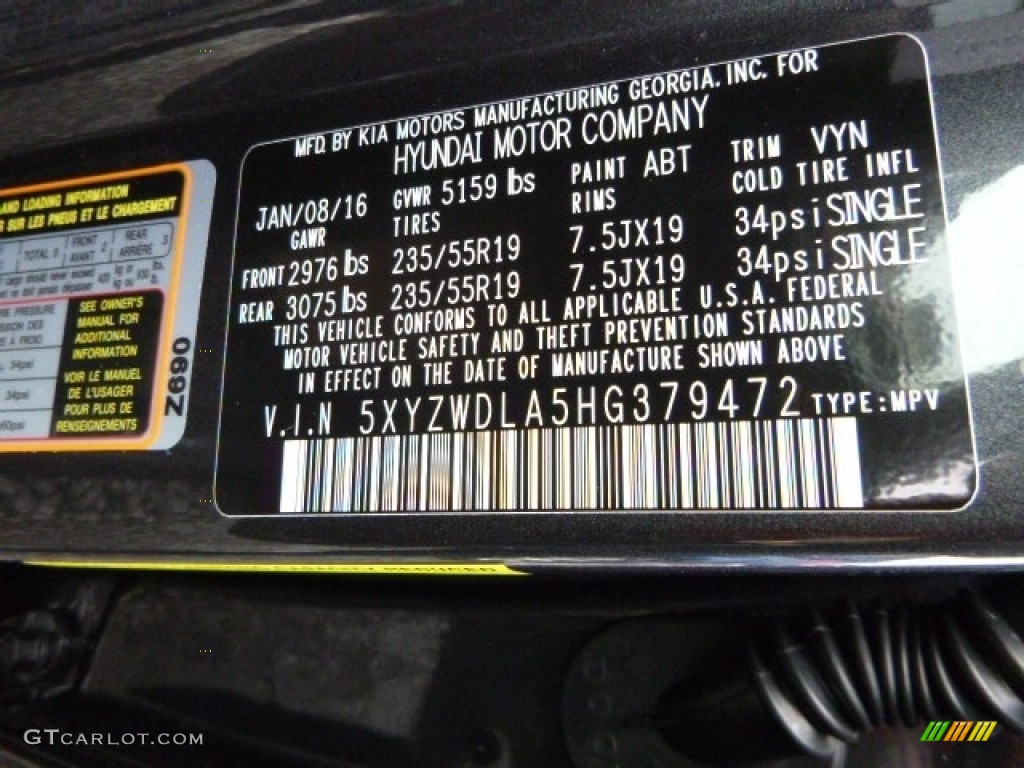 2017 Santa Fe Sport Color Code ABT for Platinum Graphite Photo #110943570