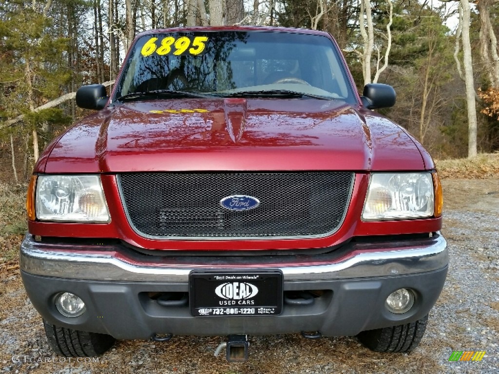 2002 Ranger XLT SuperCab 4x4 - Toreador Red Metallic / Dark Graphite photo #2