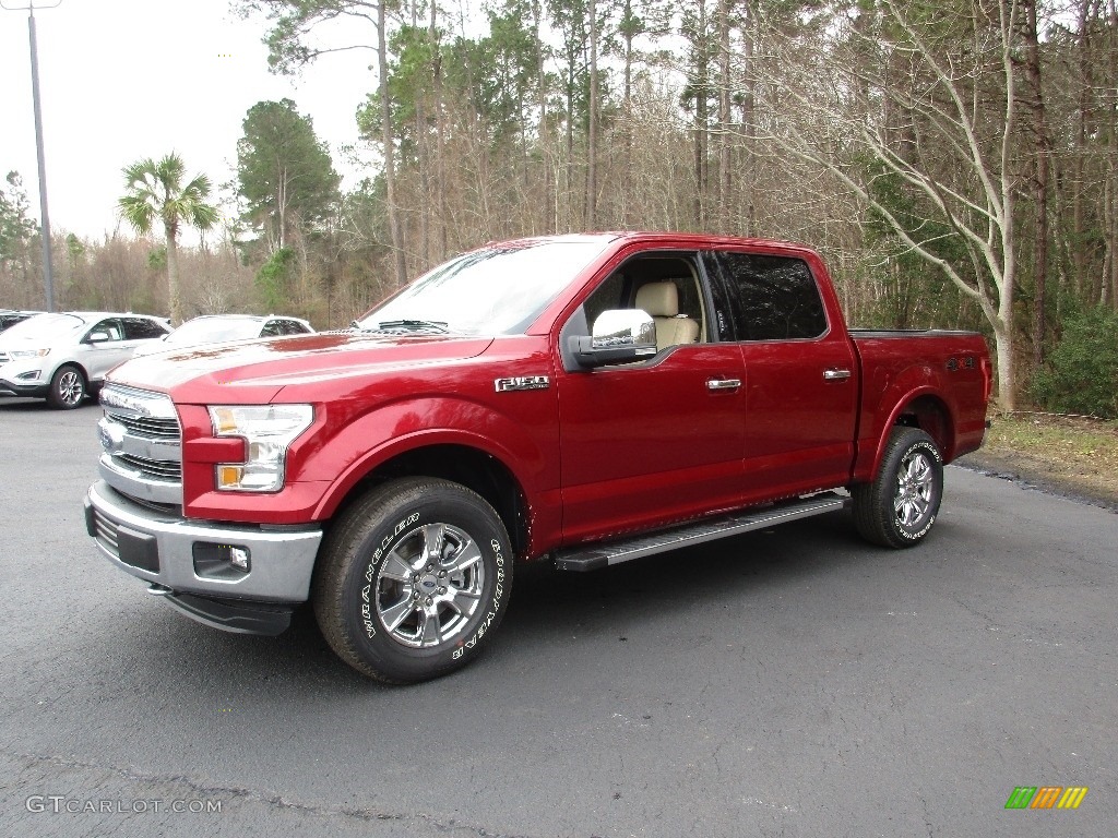 2016 F150 Lariat SuperCrew 4x4 - Ruby Red / Medium Light Camel photo #13