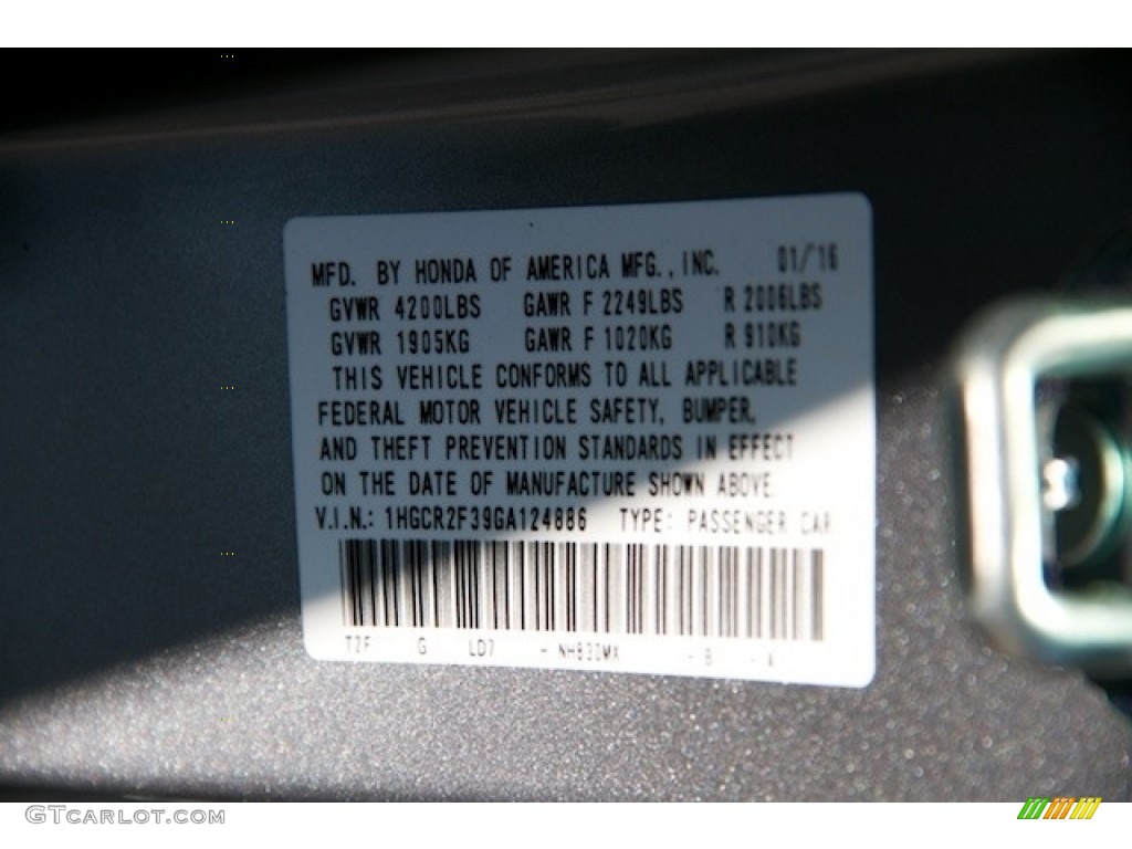 2016 Accord LX Sedan - Lunar Silver Metallic / Gray photo #17