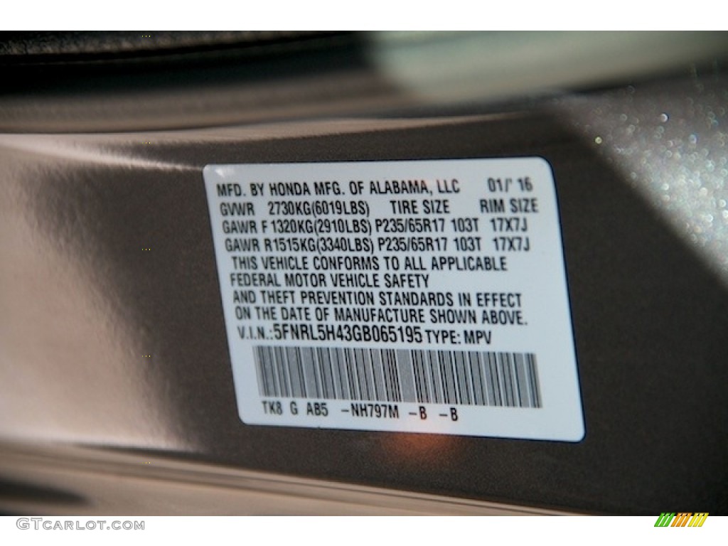 2016 Odyssey EX - Modern Steel Metallic / Gray photo #24