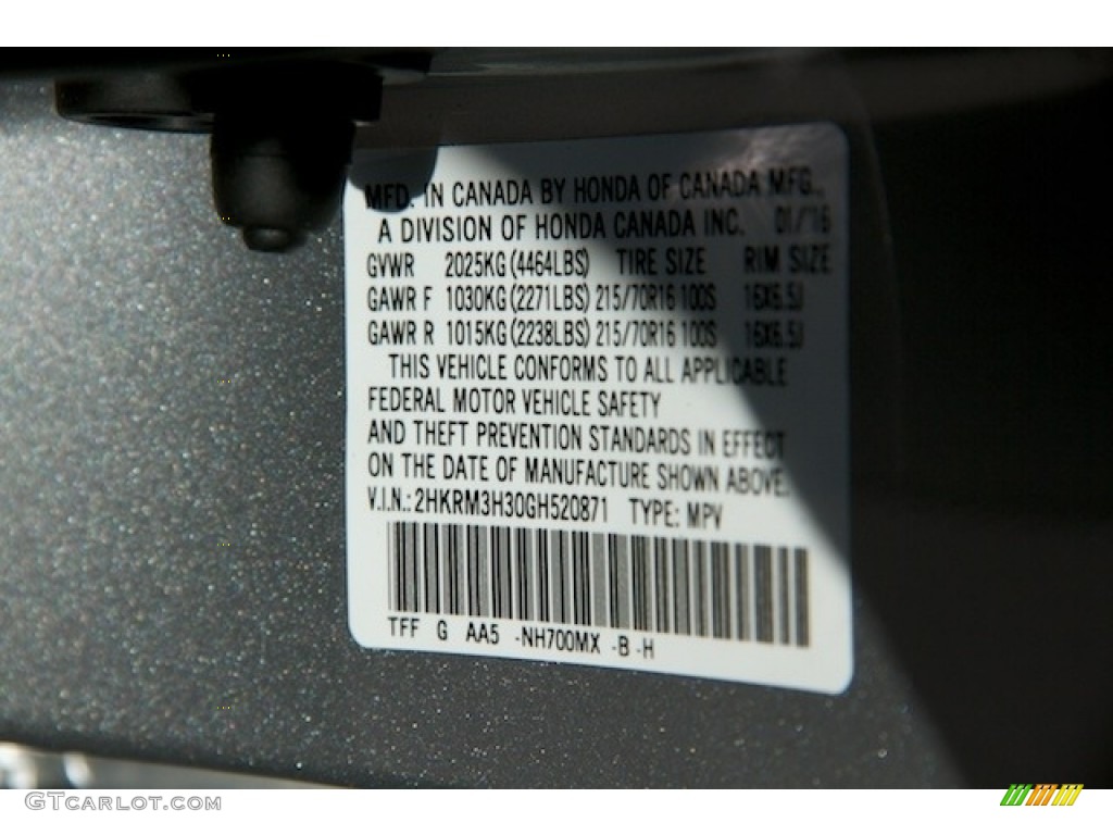 2016 CR-V LX - Alabaster Silver Metallic / Gray photo #17