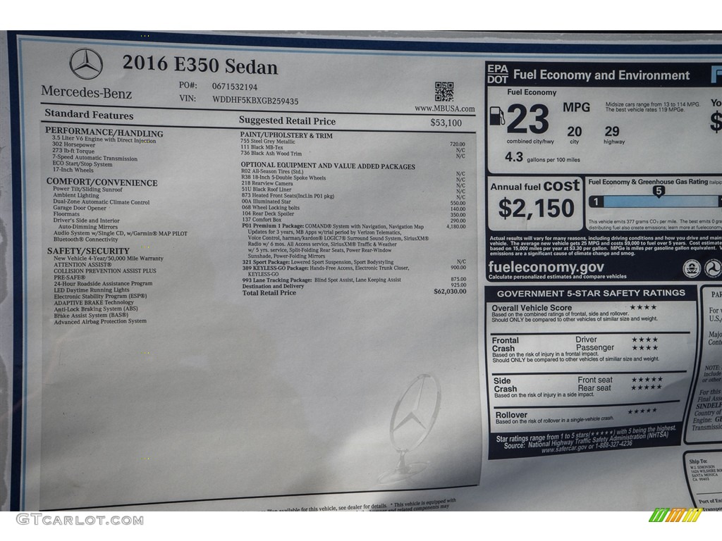 2016 E 350 Sedan - Steel Grey Metallic / Black photo #11