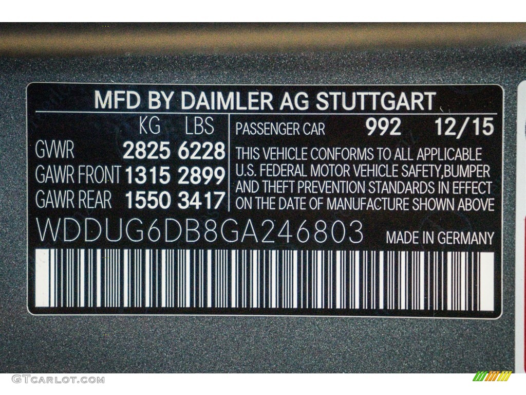2016 S Color Code 992 for Selenite Grey Metallic Photo #110997154