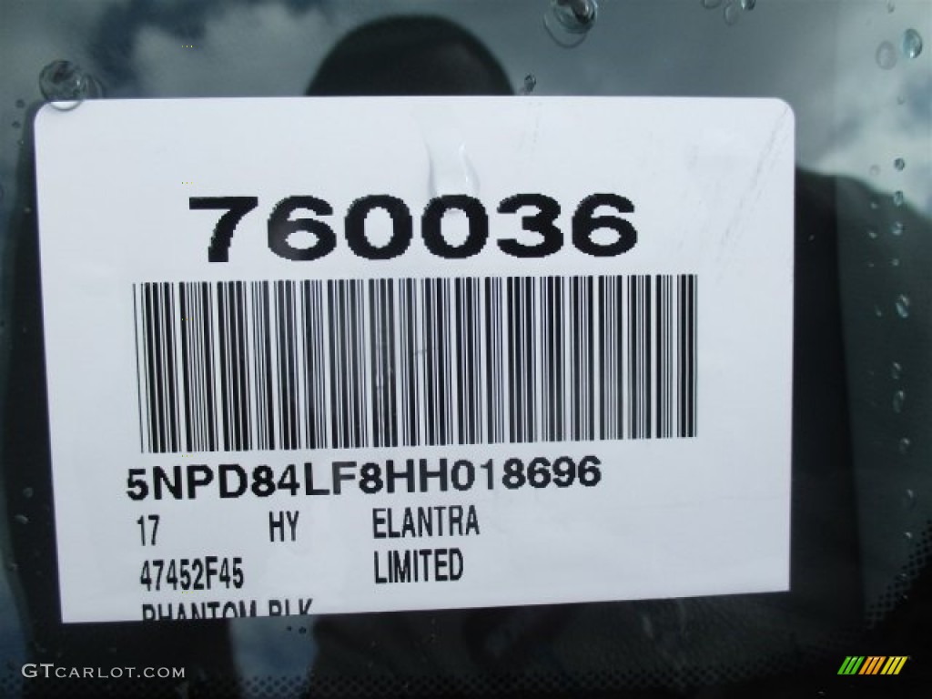 2017 Elantra Limited - Black / Gray photo #22