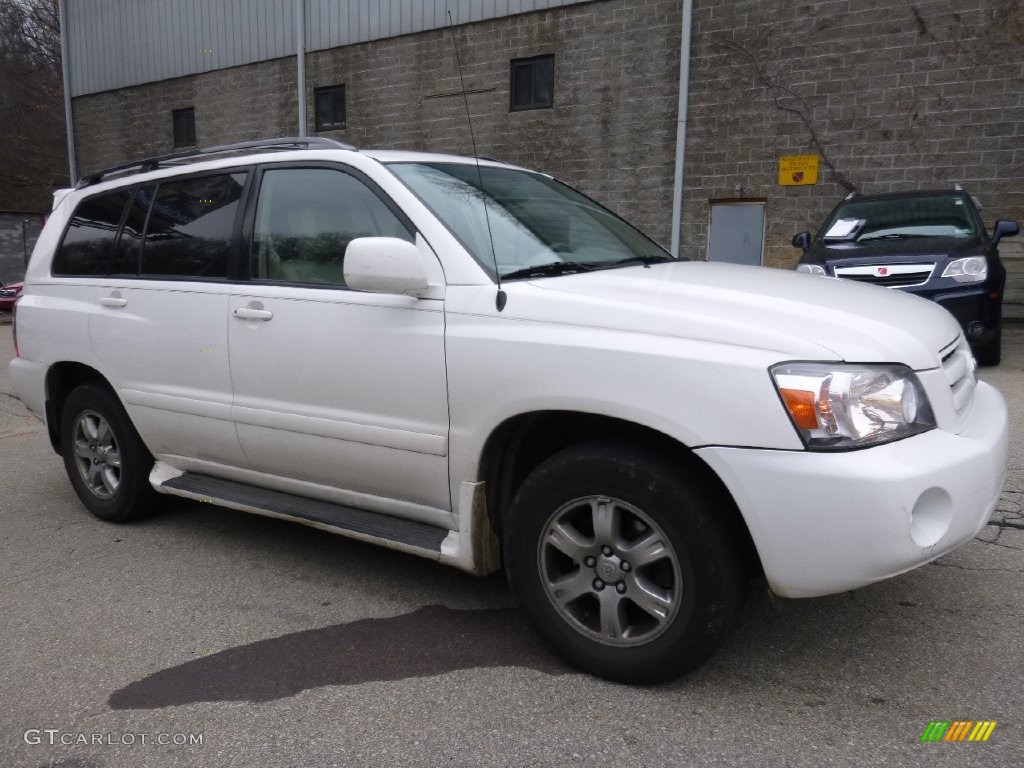 2007 Highlander V6 4WD - Super White / Ivory Beige photo #1