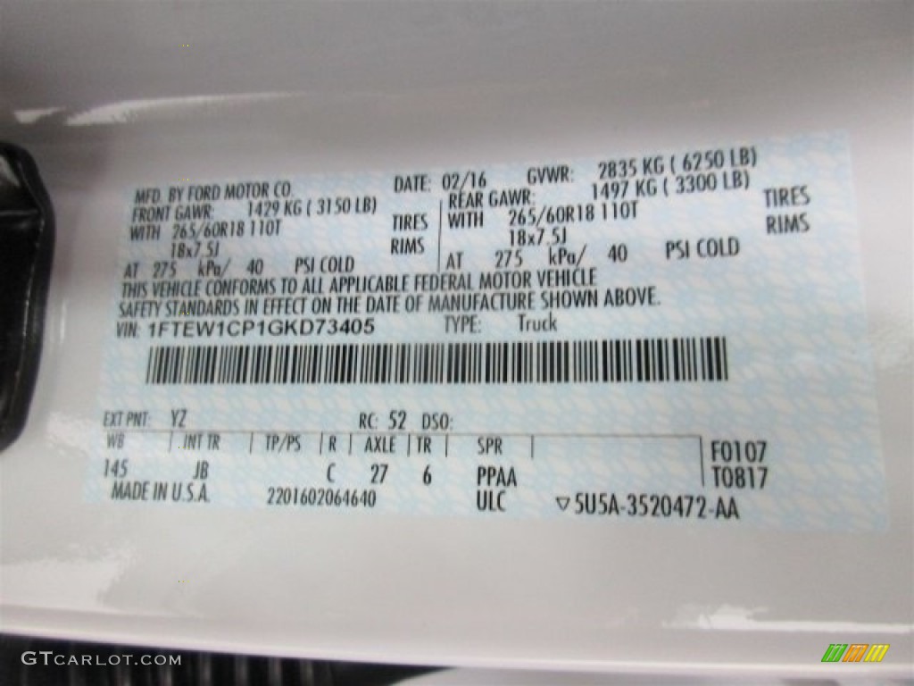 2016 F150 XLT SuperCrew - Oxford White / Black photo #31