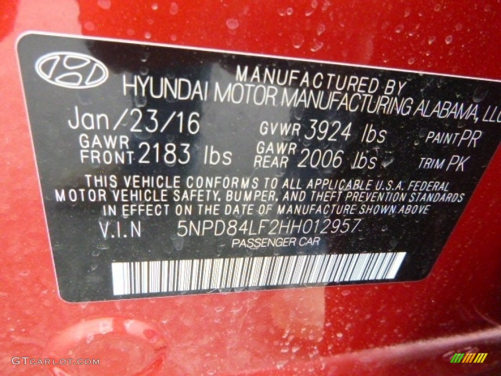 2017 Elantra SE - Red / Gray photo #15