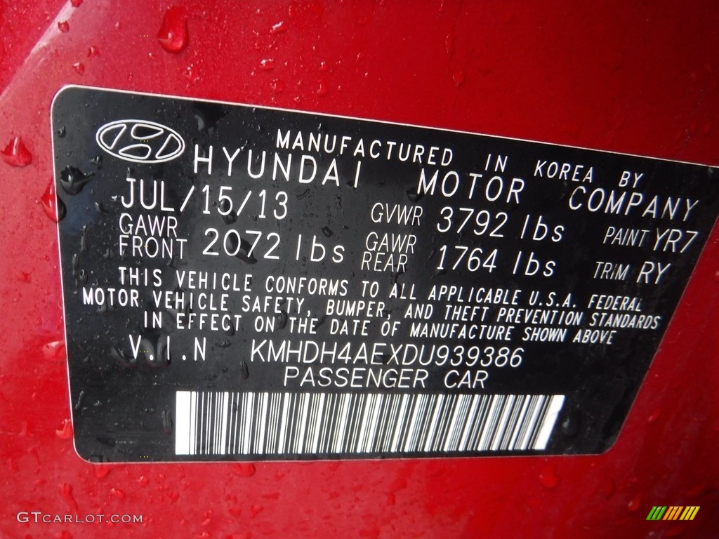 2013 Elantra Limited - Red / Black photo #24