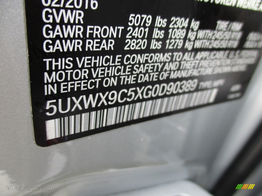 2016 X3 xDrive28i - Glacier Silver Metallic / Black photo #19